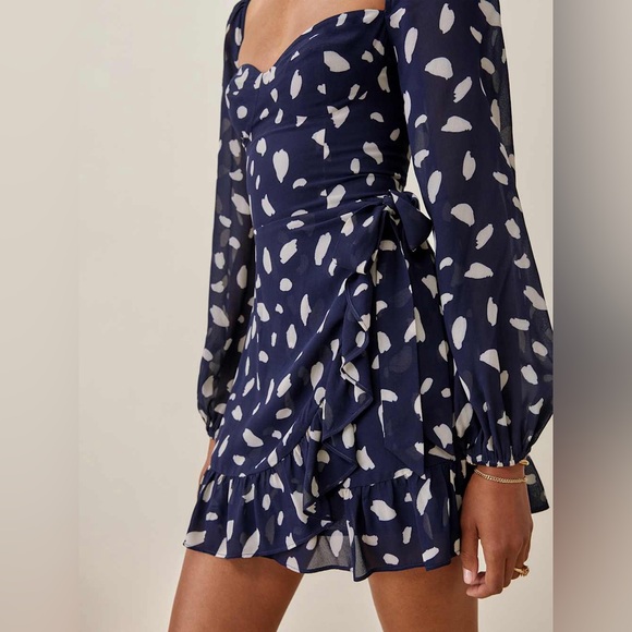 Reformation Cammi Navy & White Dress (Splatter) 6 - Picture 3 of 7